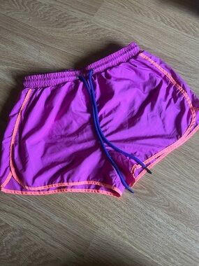 Fashion Nova Hot Pink Athletic Shorts with Orange Trim